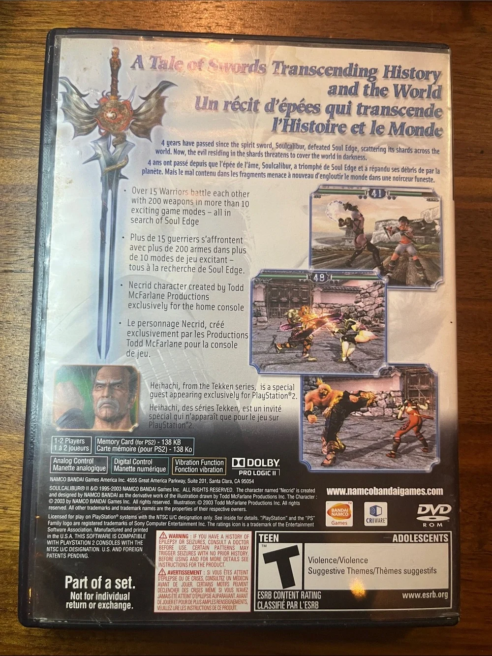 2003 PS2 (PlayStation 2) CIB Soulcalibur II with Manual